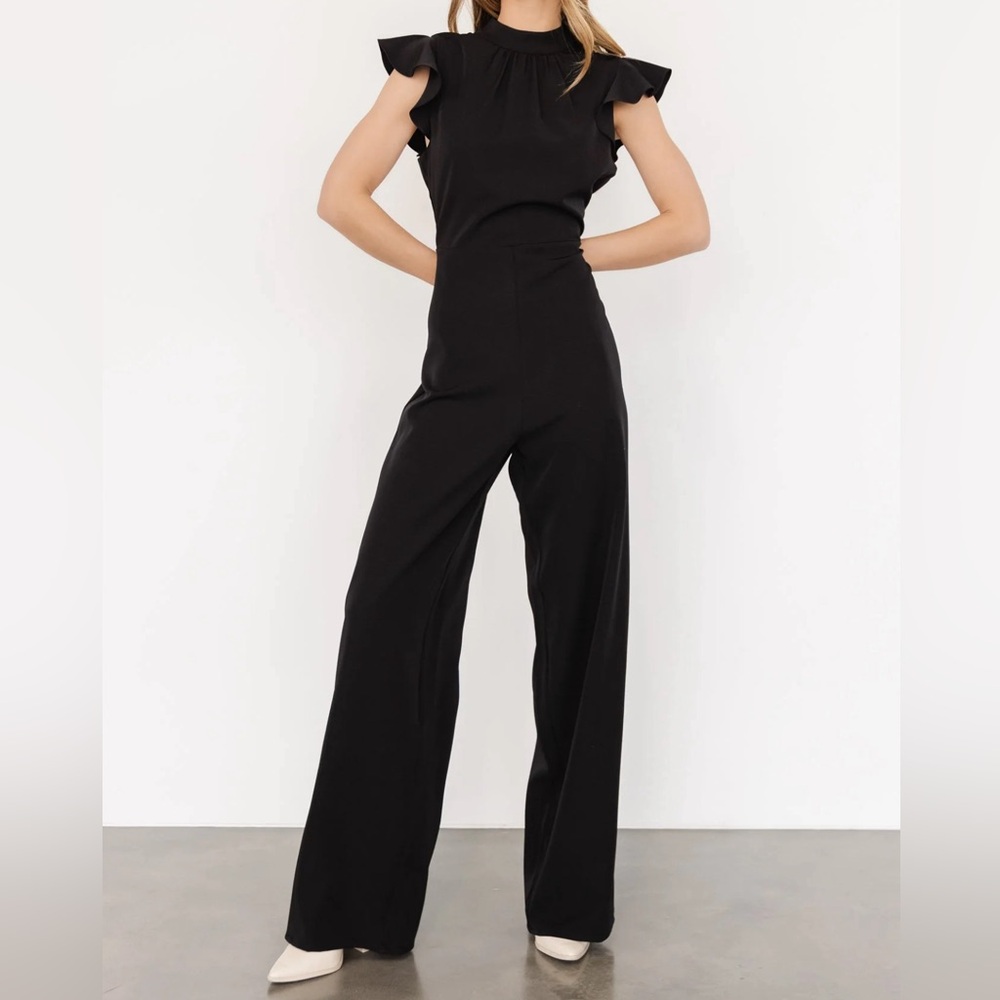 NWOT M Baltic Born Tana Mock Neck Jumpsuit Black Medium